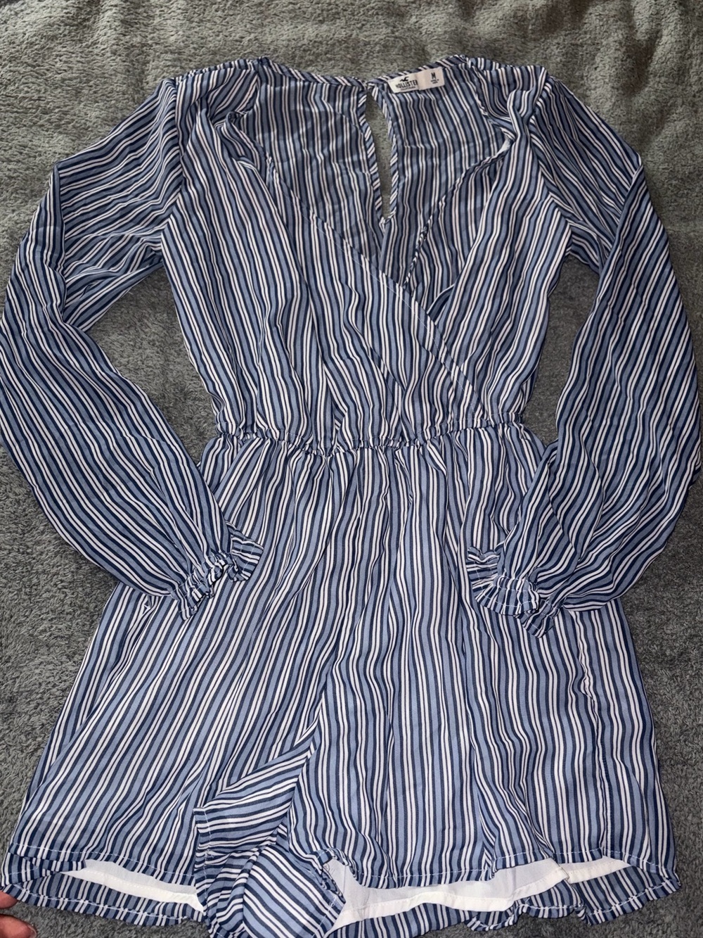Hollister Blue & White Striped Long-Sleeve Dress